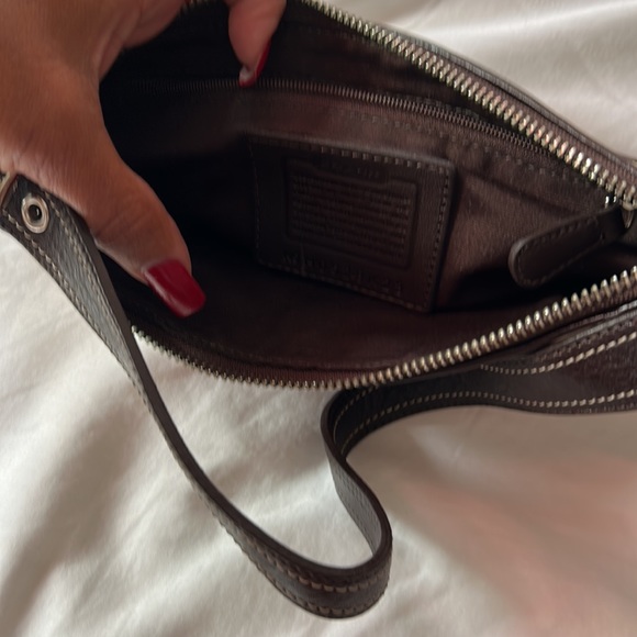 Authentic Coach brown leather, red suede and leopard  monogram purse. - Picture 5 of 10